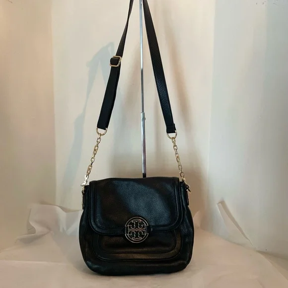 Tory Burch Black Leather Crossbody with Gold Chain - Picture 7 of 12
